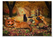 Cats Playing in an Autumn Forest